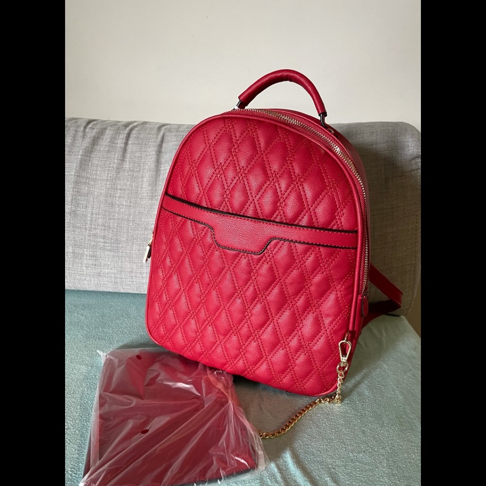 Red Vegan leather backpack